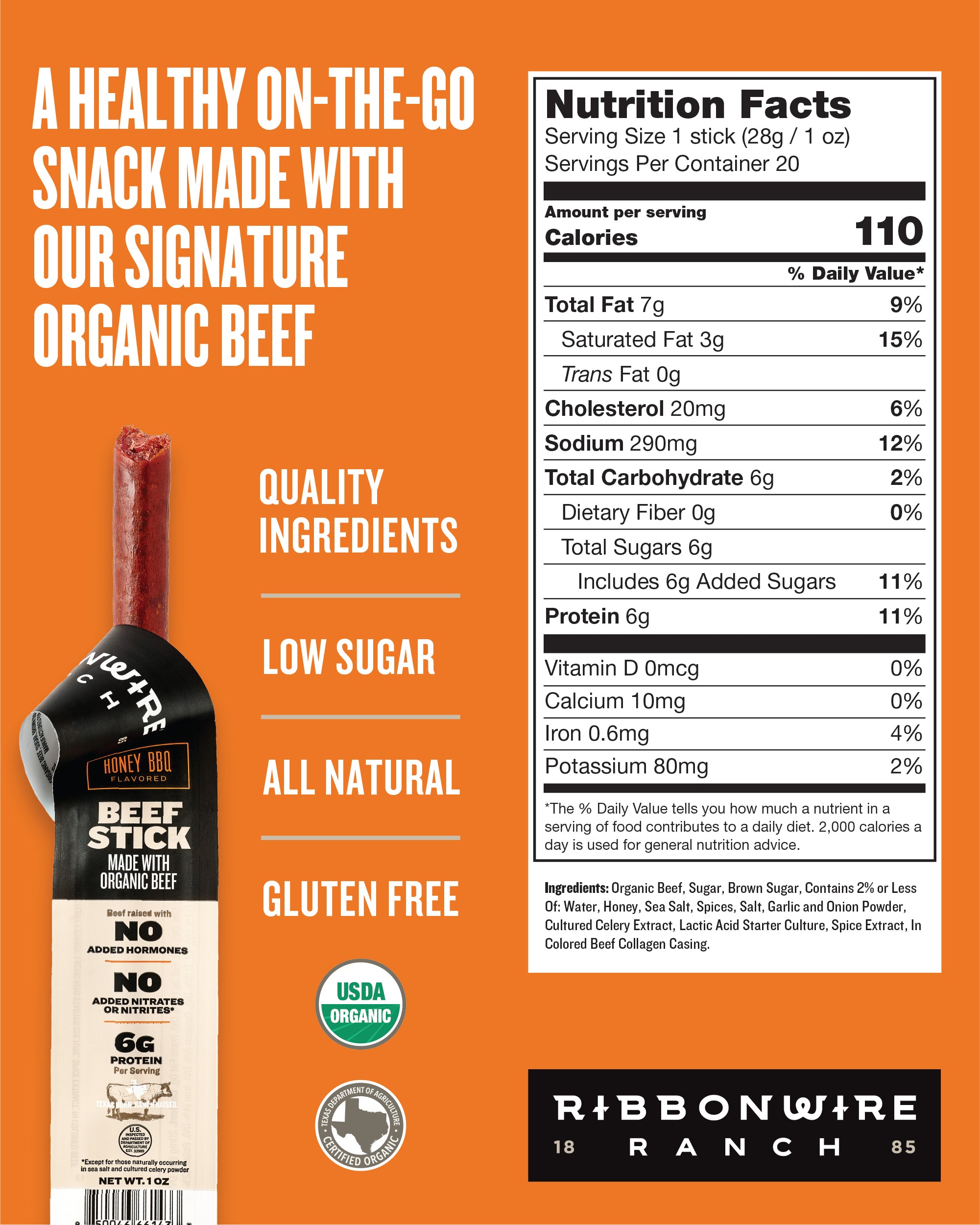 Honey BBQ Organic Beef Sticks